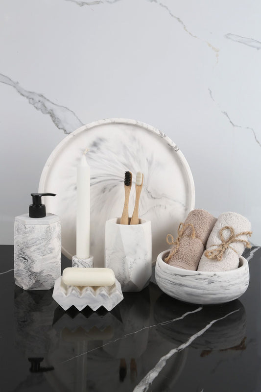 Mermer Desen Beton Banyo Seti