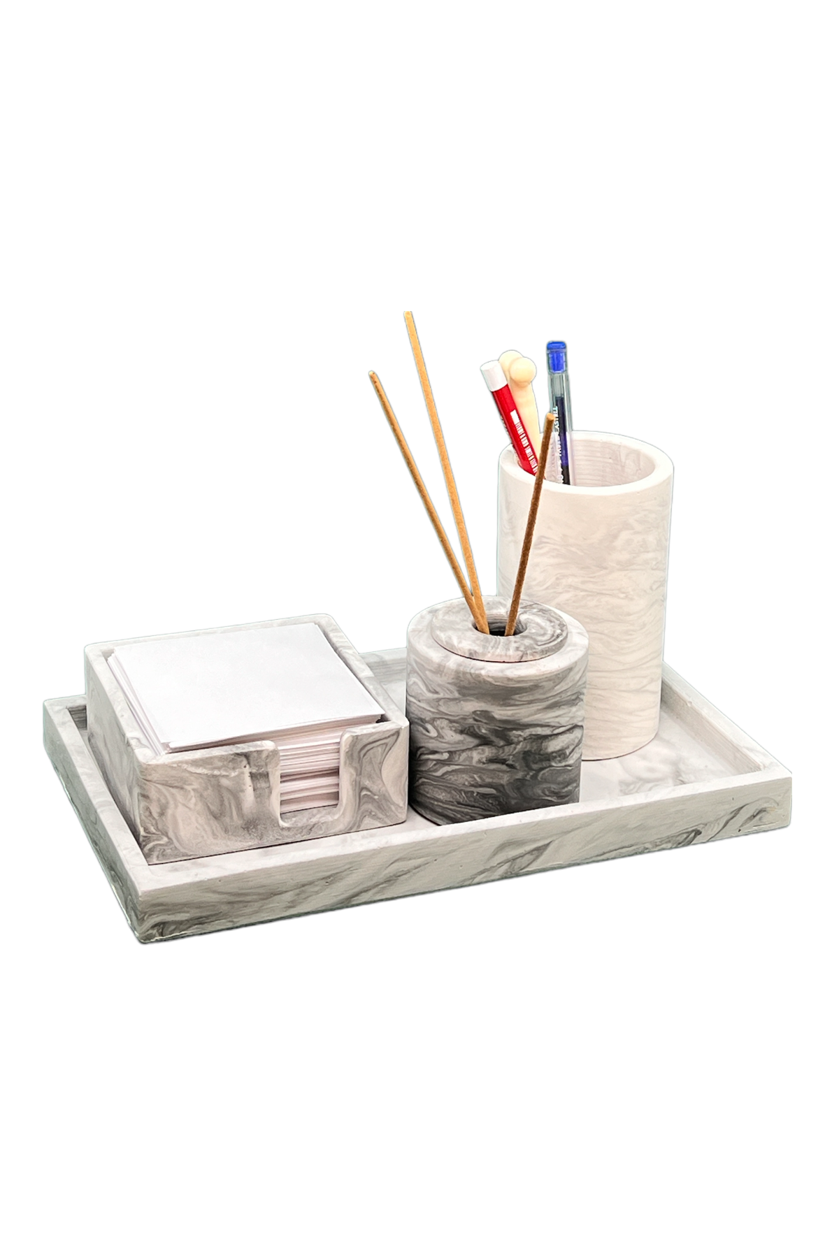 Marble Serisi Beton Ofis Organizer Set