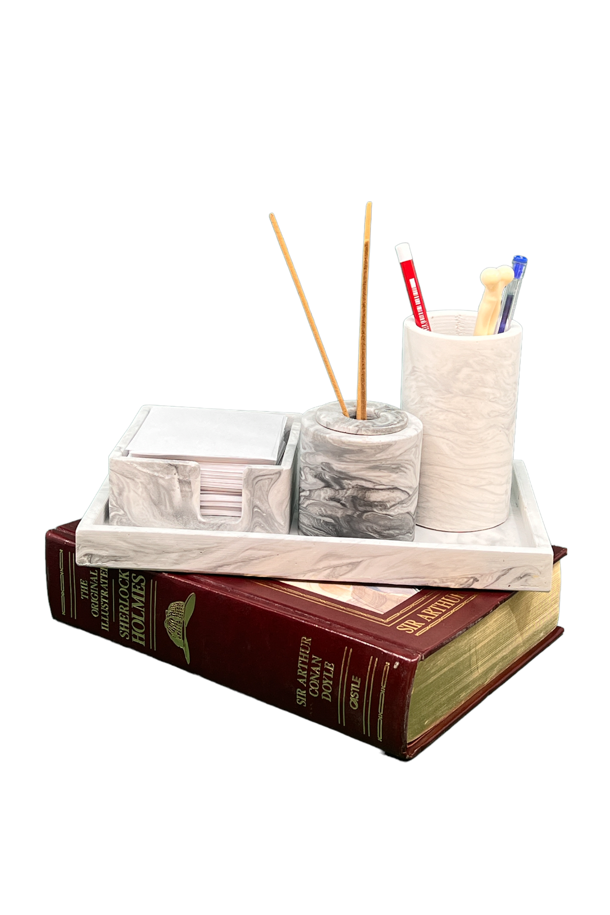 Marble Serisi Beton Ofis Organizer Set