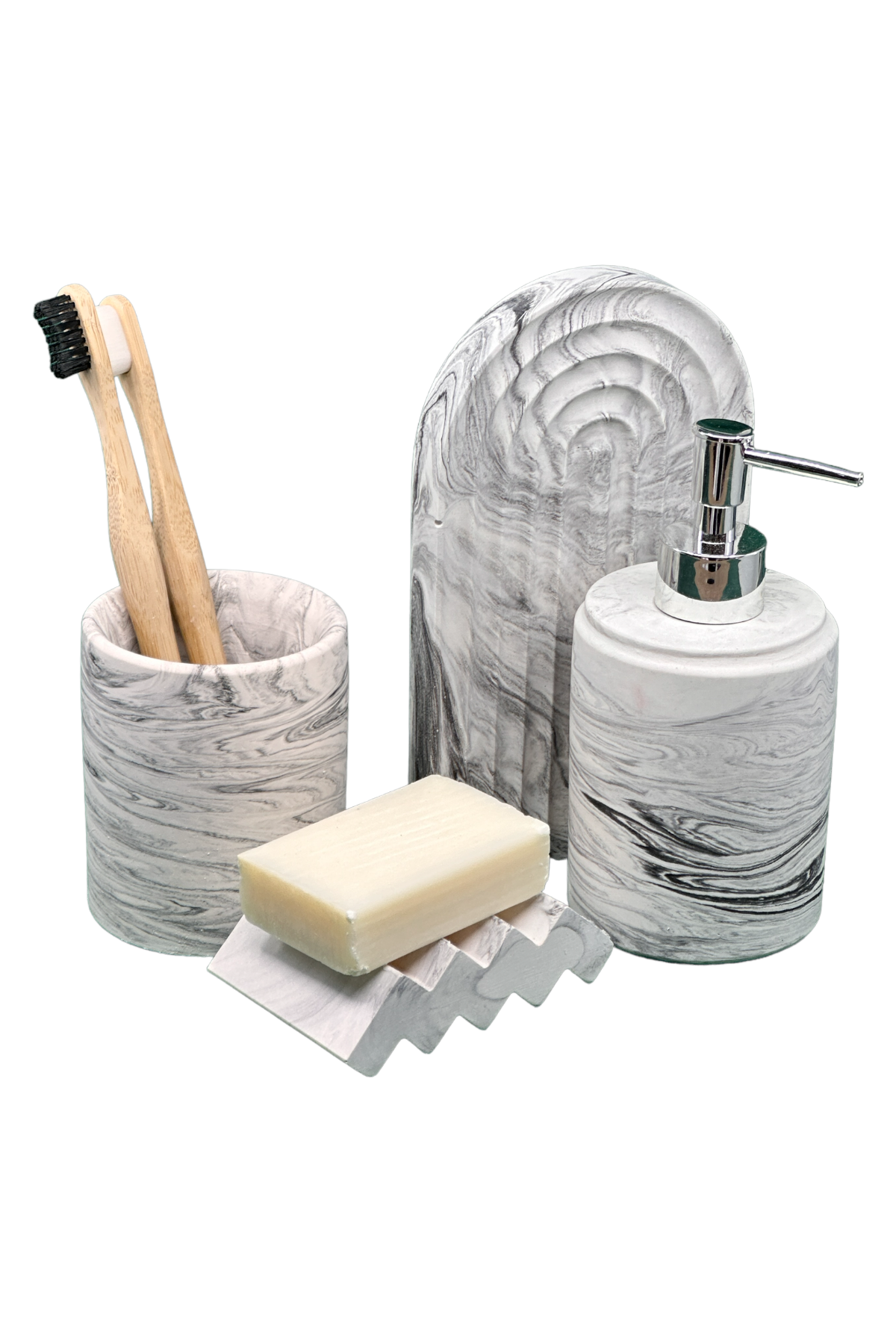 Marble Serisi Sıvı Sabunluk ve Diş Fırçalık Set